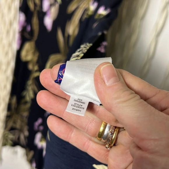 Vince Mixed Tropical Print Midi Wrap Skirt in Navy & Lilac Size 0/XS - Picture 10 of 14